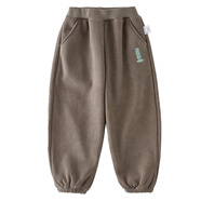 棉花堂【加倍保暖】男女童冬季加厚暖暖褲兒童休閑褲中大童加絨束腳褲潮 灰綠 90 50