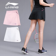 李寧（LI-NING） 羽毛球裙運動(dòng)短裙女式 防走光打底褲大碼網(wǎng)球裙子瑜伽健身跑步 黑色 M