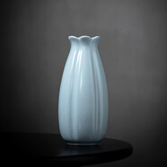 汝窯復古花瓶擺件簡(jiǎn)約客廳水養插花民宿書(shū)房居家陶瓷精致創(chuàng  )意花器 淡藍色歲稔