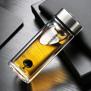 希諾（HEENOOR）雙層玻璃杯 便攜水杯帶蓋男女士商務(wù)辦公茶杯隔熱杯子 加長(cháng)款410ml
