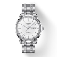 天梭（TISSOT）【全國聯(lián)?！咳鹗渴直?恒意系列雙日歷鋼帶自動機械男士腕表 白盤鋼帶 T065.430.11.031.00