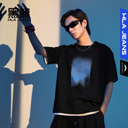 黑鯨【海瀾之家旗下】撞色印花短袖T恤夏季多色圓領(lǐng)套頭衫男微闊休閑 黑色花紋C9 M 170/88A 推薦63-68kg