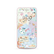 山頭林村星黛露蘋果4S手機(jī)膜鋼化玻璃膜iPhone7plus彩膜卡通全屏軟邊貼膜6 紐扣熊 蘋果4/4S