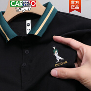 鑫羅圣保2024新款夏季男士短袖POLO男衫恤中青年翻領(lǐng)刺繡大碼潮流純色上衣 855黑色 M 體重【90-105】