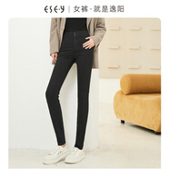 逸陽不易掉色黑色鉛筆牛仔褲女加絨冬款顯瘦小腳褲子 春季-黑色 26
