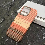巴蒂尼 山與星河適用iPhone15ProMax手機(jī)殼高級(jí)感蘋果14Pro磁吸凱夫拉紋理13超薄防摔16手機(jī)套17男女 日落橙【磁吸硬殼】鋁合金鏡框 iPhone 14 Pro