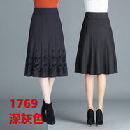 澤萬(wàn)邦秋冬中年女裝毛呢半身裙高腰顯瘦中長(cháng)款半截過(guò)膝裙厚款女裙 1769灰色 腰圍2尺
