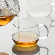 簡家易居日本進口帶把手玻璃杯 耐熱茶杯咖啡杯透明杯碟套裝花茶水杯 耐熱玻璃杯-350ml