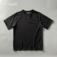 Rogosky香港潮牌水洗復古竹節棉短袖T恤夏新款做舊透氣打底衫百搭半袖衫 黑色 M