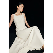 Mandy Zhang法式醋酸連衣裙夏天女裝2025年春秋夏季新款氣質(zhì)女神范通勤女裝 珍珠白 L 170/92A