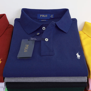 POLO SPORT拉夫勞倫短袖polo衫男純棉小馬標刺繡t恤男商務(wù)翻領(lǐng)保羅半袖體恤 寶藍色-白標 L 建議145-165斤