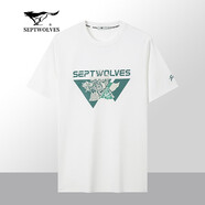 七匹狼（SEPTWOLVES）【狼族部落】短袖t恤男寬松薄款男士夏裝時尚休閑上衣大碼體恤衫 803(本白) 185/104A/2XL