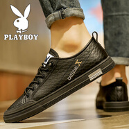 花花公子（PLAYBOY）鞋子男鞋2025春夏季新款透氣休閑運(yùn)動板鞋男韓版潮流男士小白鞋男 黑色 CPL1257957 39 標(biāo)準(zhǔn)運(yùn)動碼