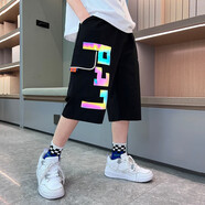 尚學(xué)季 童裝男童夏季短褲兒童2025新款大童運(yùn)動(dòng)休閑褲夏短褲透氣不沾身 【681】黑色 160高150-160cm左右 體重85斤