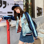 Mad Cortes 原創(chuàng  )女裝新款雙面穿刺繡外套女韓版原宿風(fēng)寬松短款棒球服上衣 老虎富士山兩面穿 L  110-125斤