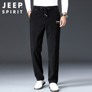 JEEP SPIRIT吉普休閑褲男秋季韓版燈芯絨褲子男士商務(wù)男褲 黑色 32