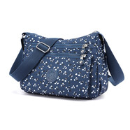 小安熊布包單肩包女包斜挎包女新款休閑尼龍布包單肩挎包輕便多層次女包 白色小碎花