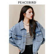 太平鳥短款牛仔外套女初春秋裝新款炸街韓版寬松牛仔衣ins潮 牛仔藍(lán) S (155)
