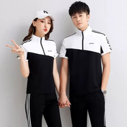 杰賓路情侶裝2025新款潮流夏季短袖t恤男女休閑運動服套裝大碼薄款夏裝 7899款黑白 男L(建議體重110-125斤)