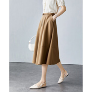 梵希蔓高腰a字半身裙女中長(cháng)款夏季薄款顯瘦大裙擺遮胯傘裙 M2600 卡其色 M