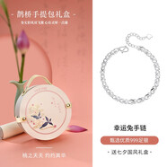 銀千惠999足銀手鏈女士海洋之心時尚輕奢首飾品情人節(jié)生日禮物送女友 幸運兔手鏈+桃之夭夭禮盒 情人節(jié)女生禮物/配首飾證書/玫瑰花禮盒送老婆