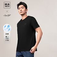 HLA海瀾之家短袖T恤男24新輕商務(wù)時尚系列繡花短t男夏HNTBW2W026A 黑色97 S -165/84A/  推薦57~62kg