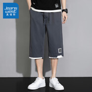 真維斯（JEANSWEST）七分褲男夏季新款潮流寬松休閑褲男士運動(dòng)短褲大碼胖子褲子透氣 A123-2-2219灰色 XL
