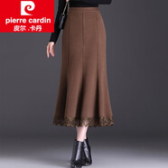 皮爾卡丹（pierre cardin）女裝蕾絲邊氣質(zhì)魚(yú)尾裙包臀裙女春秋2025新款高腰顯瘦中長(cháng)款一步裙 咖色 毛呢秋冬款  加厚 XL