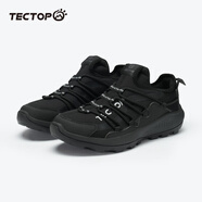 探拓（TECTOP）戶外越野跑鞋男運動跑步鞋2024夏季新款網(wǎng)面防滑減震徒步登山鞋子 經(jīng)典黑/深灰 41