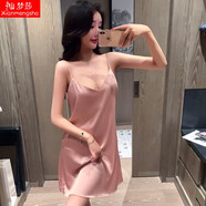 仙夢莎新款冰絲帶胸墊睡裙女夏季吊帶性感睡衣連衣裙韓版甜美少女家居服 331-豆沙色 L