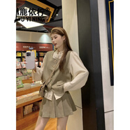 鹿依檸新款連衣裙女2024秋冬女裝韓系減齡氣質(zhì)女神范小個(gè)子學(xué)院風(fēng)套裝裙 馬甲+裙子 M