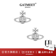 GATMEET項鏈女土星別針滿(mǎn)鉆鎖骨鏈明顯同款送女朋友老婆生日情人節禮物 銀色鉚釘土星耳釘