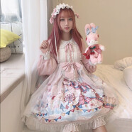 唐努烏夢境少女OP洛麗塔日系軟妹可愛學(xué)生連衣裙 夢境粉色OP+飛機(jī)盒 M 【90-115斤】