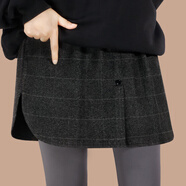 紐菲奧納格子屁簾女內搭疊穿打底神器鯊魚(yú)褲遮屁股下擺半身裙秋冬寬松百搭 深灰大格子【紐扣款】 L【100-125斤】