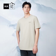 HLA海瀾之家男短袖T恤山不在高系列情侶裝25新款涼感短袖男夏季 米杏70 170/88A/M 推薦63~68kg