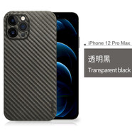 麥麥米適用iPhone 12 Pro Max手機殼碳纖維紋蘋(píng)果12pro超薄透明保護套凱夫拉紋創(chuàng  )意男 iPhone 12 Pro Max【6.7】透明黑