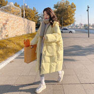 相伊戀人羽絨棉服女25年秋冬季中長款加厚棉衣外套新款寬松棉襖學(xué)生面包服 奶黃色 L 【適合120-140斤】