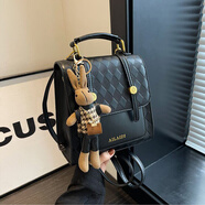 松團團 SQUIRREL.TT多功能小背包2025新款韓版復古包包女英倫學(xué)院風(fēng)雙肩包可斜挎包 黑色（送掛件）