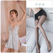 吊帶睡裙女夏季新款法式白色性感氣質(zhì)冰絲蕾絲辣妹開(kāi)叉連衣裙睡衣 天藍(lán)色睡裙 開(kāi)檔絲襪 大碼110-125斤內(nèi)