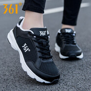 361°女鞋運動鞋跑步鞋女2025春季新款網(wǎng)面鞋透氣休閑鞋女旅游健步鞋女 黑色/361度白-2210 35
