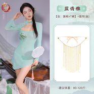 女戰(zhàn)袍性用品性感睡衣女用襪制服誘惑角色扮演誘惑激情睡裙民國 風(fēng)雅秀竹6454旗袍+T褲+面簾