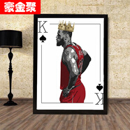 豪金聚詹姆斯海報(bào) 籃球NBA球星湖人勒布朗·詹姆斯海報(bào)畫(huà)框體育商店裝飾 16 23.6X32.3CM  白色松木框 可來(lái)圖請(qǐng)