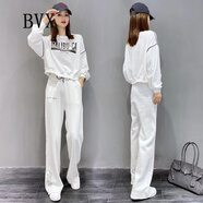 BVX休閑運(yùn)動(dòng)套裝女新款歐洲站洋氣時(shí)尚衛(wèi)衣闊腿褲春秋女裝時(shí)髦兩件套 白色 L