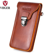 帷格（VIIGER） 真皮手機腰包男穿皮帶豎款6.7英寸6.8運動(dòng) 單層薄款工地干活新款 款式1# 黃棕色