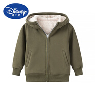 迪士尼（Disney）品牌高品質(zhì)童裝/男童/女童冬季新款仿羊羔絨長袖連帽短外套462198 深橄欖色 140cm