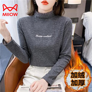 貓人（MiiOW）加絨加厚打底秋衣女秋冬內搭保暖半高領(lǐng)上衣2025新款洋氣長(cháng)袖t恤 深灰色加絨 2XL 建議125-135斤