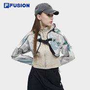 FILAFUSION斐樂潮牌女士梭織上衣兩件套春季潮流休閑舒適馬甲夾克 明耶卡其-LK XS