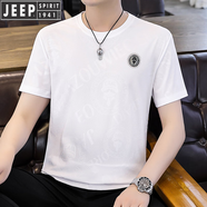 吉普（JEEP）國(guó)際品牌速干短袖t恤男夏季高端冰絲圓領(lǐng)體恤成熟男半袖上衣潮 13白色 M 90-110斤
