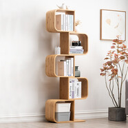 竹庭輕奢書(shū)架置物架落地收納架格子書(shū)架創(chuàng  )意書(shū)架客廳飄窗書(shū)架實(shí)木 5層彎曲S型書(shū)架