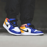 耐克（NIKE）男鞋女鞋Air Jordan 1 AJ1 喬1情侶低幫休閑運(yùn)動(dòng)籃球鞋 553558-553560-123 藍(lán)黃 湖人 42